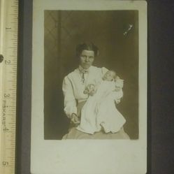 RPPC 1900's Mother Child Baby Portrait Picture Antique Real Postcard Post Card PC Collectible Vintage