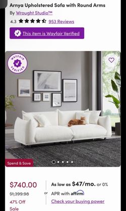 Arnya Upholstered Sofa with Round Arms