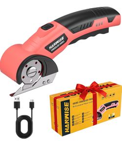 Hanwise  4. 2V 2.0Ah Electric Fabric Rotary Cutter, Rechargeable Rotary Cutter for Sewing & Quilting Lovers, Pink Fabric Cutter with USB-C charging fo
