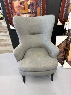 Gray Fabric Wingback Accent Chair Mid Century Modern Style Black Legs