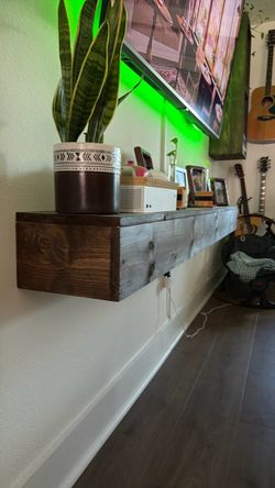 Stained Pine Floating Mantel