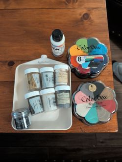 Stamp embossing supplies and heat gun