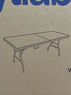 6ft x 27.5”W Folding Table Portable Heavy Duty Fold-in-Half (NEW)