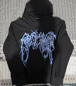Revenge Black Hoodie with Blue Gothic Graphic