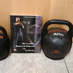 15 Pound and 40 Pound Soft Kettlebell, and Book