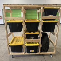 27 Gallon 12 Tote Wooden Storage Rack 