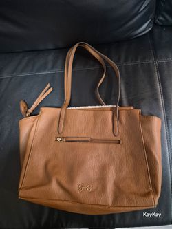Jessica Simpson Vienna  Brown vegan leather Sherpa Satchel Tote Purse