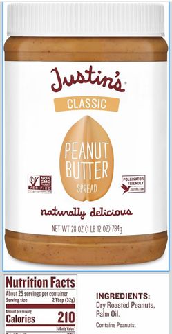 New Justin's Classic Peanut Butter Creamy Spread, No Stir, Gluten-Free, 28 Ounce plastic Jar, 2 available price is for one. We purchased too many and 