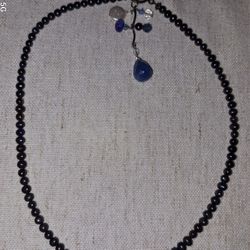 Round Bead Necklace Dangly Stone Clasp