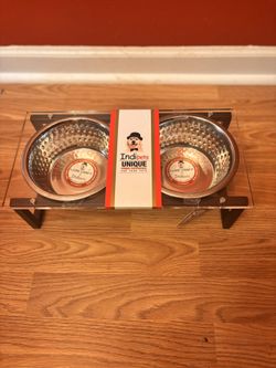 Hammered Metal Raised Pet Bowls