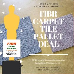 Pallets Of Repurposed Carpet Tiles 1000 SQFT PER PALLET