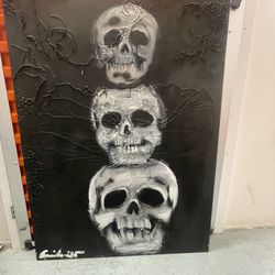 3x Skull Painting 