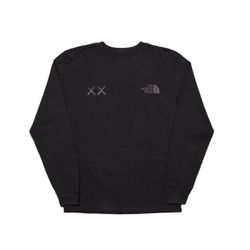 KAWS The North Face TNF Black Long Sleeve Tee Shirt New Size Large