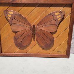 Vintage Dave Criner Wood Butterfly  Assymblage 1970"s