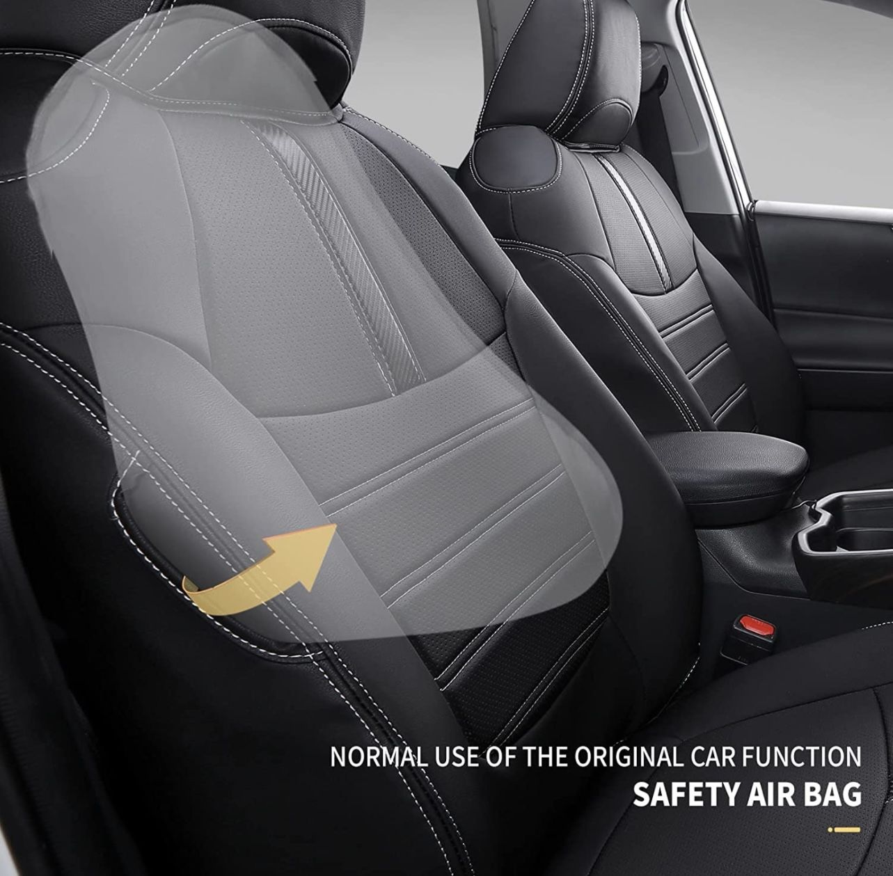 PTYYDS Fit Toyota RAV4 Seat Covers Full Set PU Leather Seat Covers for