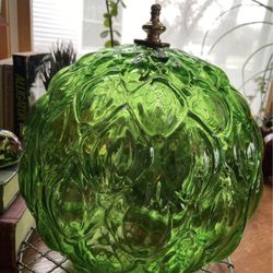 Vtg Green Swag Hanging Lamp Glass Globe Only 