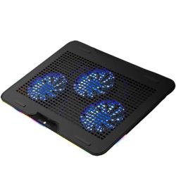 RGB Laptop Cooling Pad, Laptop Cooling Stand for 12-17 Inch Gaming Laptop with 3 Quiet Blue LED and Touch Control,Dual USB Ports