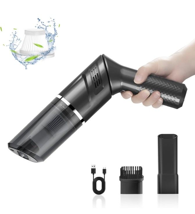 Car Vacuum Mini Vacuum Handheld Vacuum Cordless,120W Car Vacuum Cleaner High Power 90° Rotatable Handle Rechargeable Hand Vacuum Cordless Wireless Por
