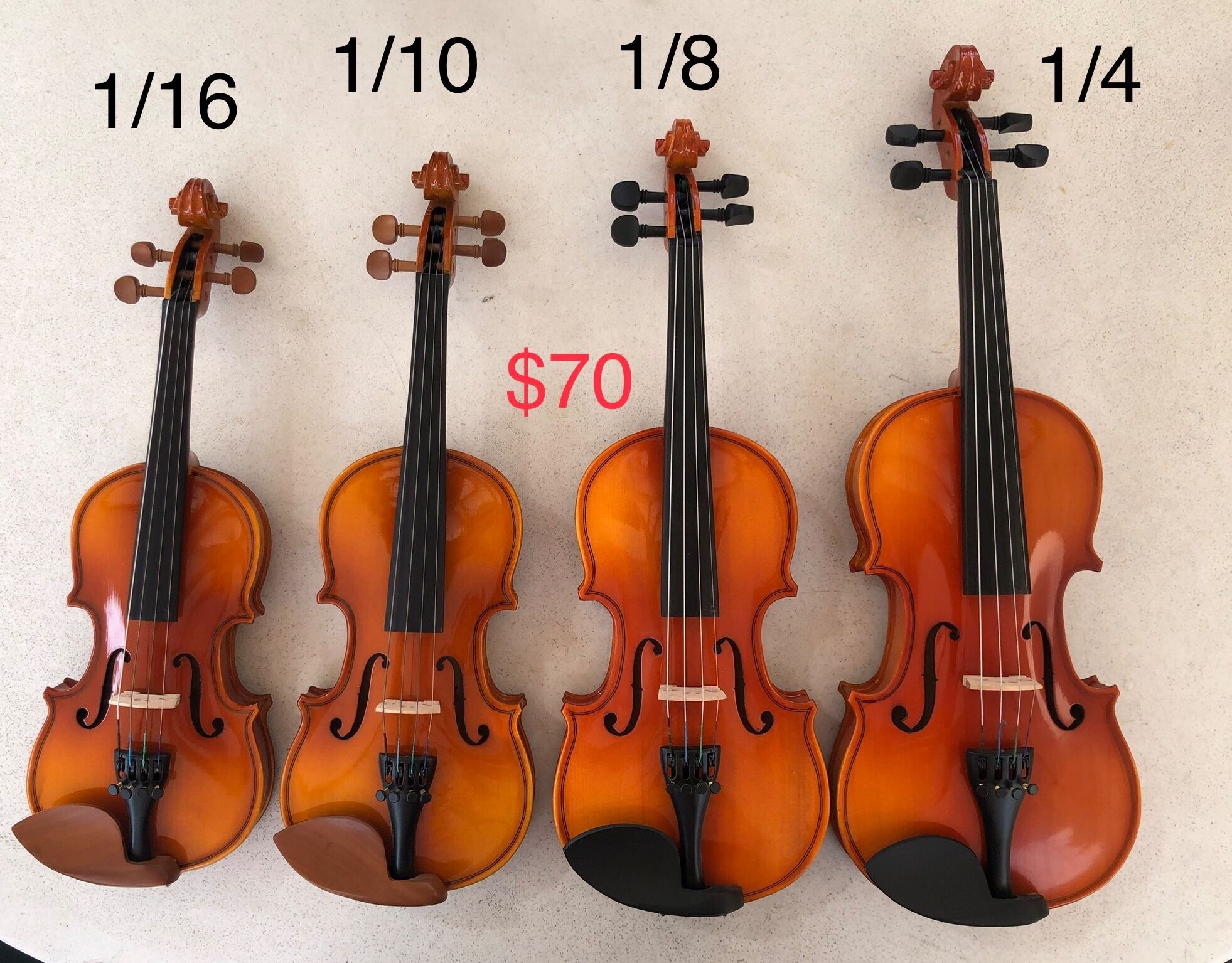 New Solid Wood Kids Size Violin $70