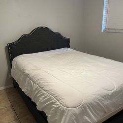 Grey Queen Size bed frame/ w mattress and box springs