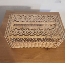 Premium Handwoven Rattan Tissue Box Cover Boho Farmhouse Decor