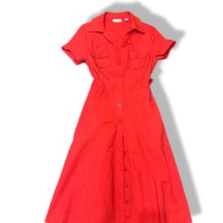 red shirt dress