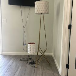 Two Lamps One Tall One Desk 