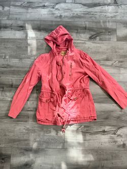 Supernova Coral Pink Hooded Utility Cargo Jacket Size Small