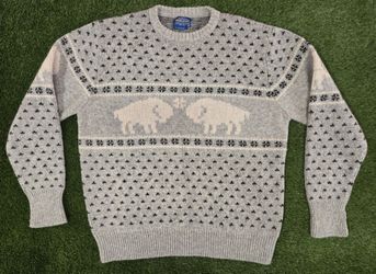Vintage Pendleton Wool Sweater Men’s S Buffalo Bison Crewneck Gray size XL