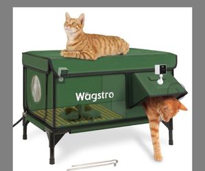 Heated Cat House for Outside with Smart Pet Camera, Highly Elevated with Escape Door, Insulated Waterproof Outdoor Cat House Shelter for Feral Stray B