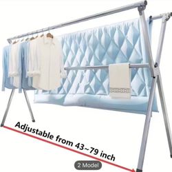 Three bars foldable cloth drying rack 43-79 inch