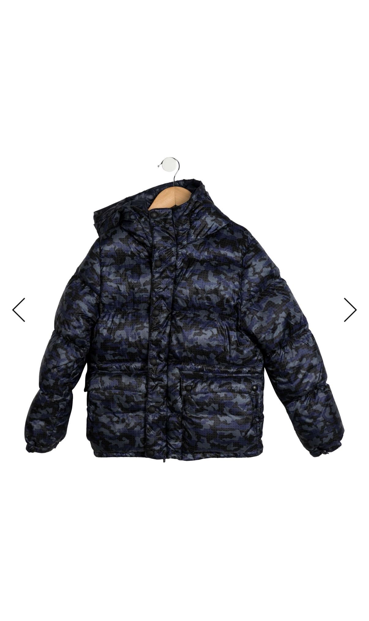 Burberry Kids Blue and Black Camo Puffer Jacket