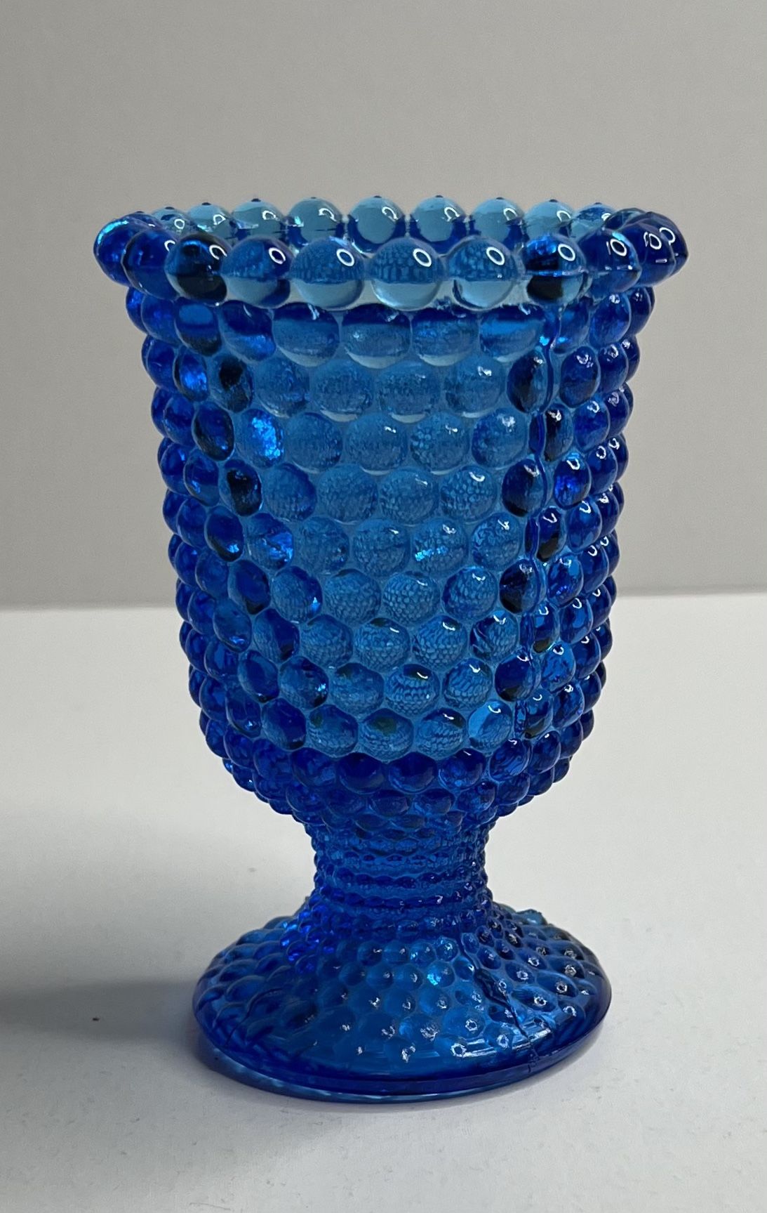 Vintage Colonial Blue Glass Hobnail Pedestal Votive Tealight Candle Holder