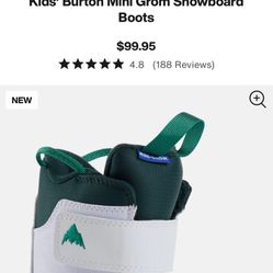 Kids' Burton Mini Grom Snowboard Boots Sz 12c