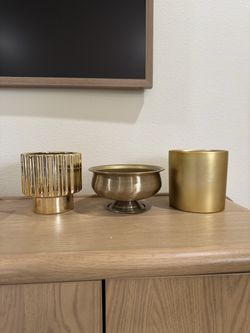 Set of 3 gold vases plant holder bouquet floral arrangement