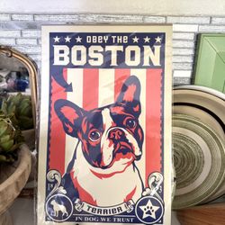 New Super Fun Obey The Boston Terrier Dog Art Print 11 x 17 - Ready to pop into a frame ! 