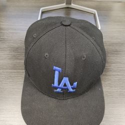 LA Dodgers Black Fitted Hat – Blue Embroidered Logo 