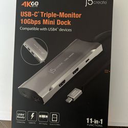 j5create - 4k60 USB - Triple Monitor 10gbps Mini Dock
