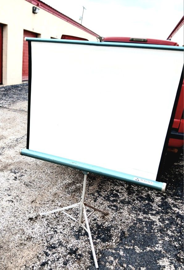 Aurora Regal Projector Screen 37" W X 39" H Tripod Stand Retractable Made in USA