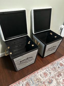 Rustic Storage Box / Ottoman with Upholstered Top ($40 each )