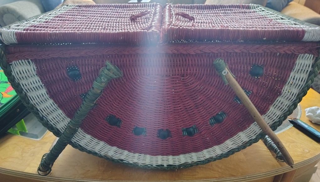 Vintage Wicker Watermelon Picnic Basket