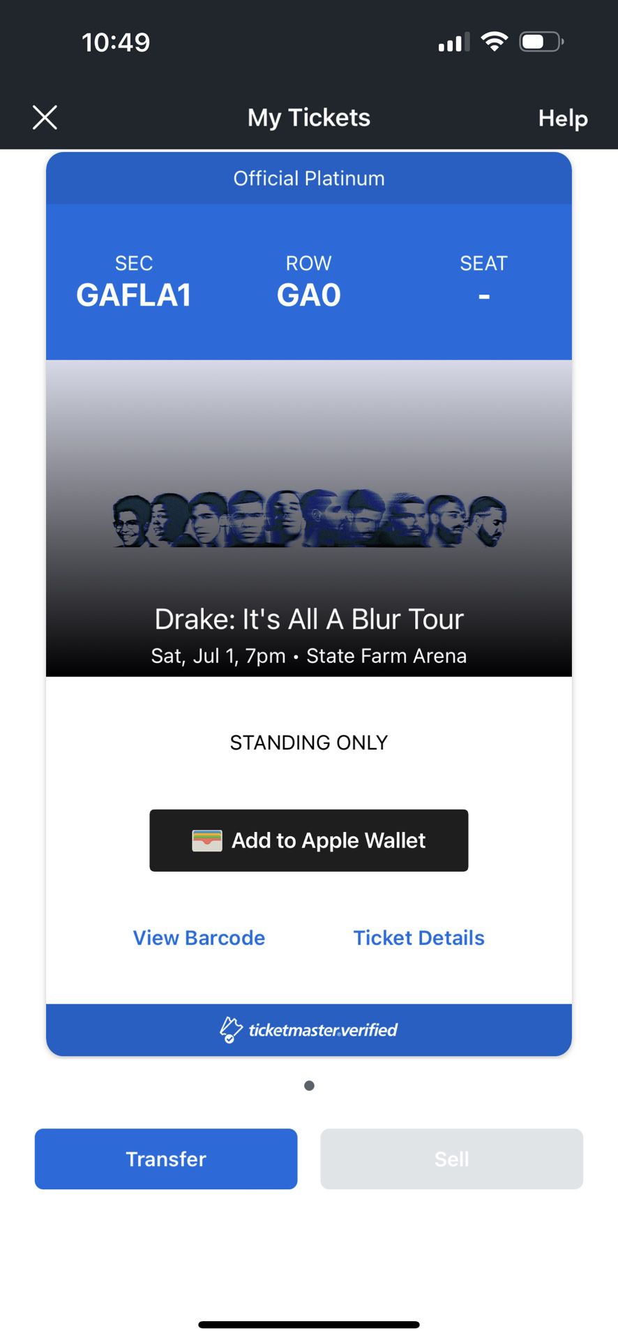 Drake and 21 Savage Tour: It’s All A Blur ATL JULY 1st FLOOR SEAT