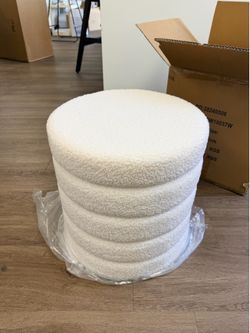 White Boucle ottoman