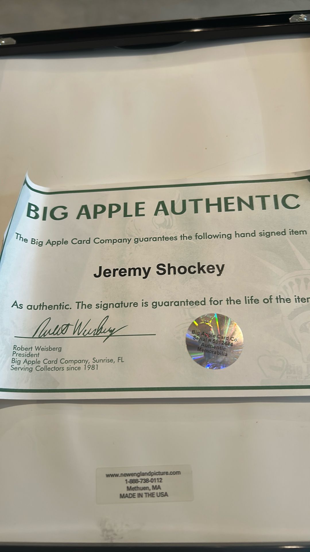 Jeremy Shockey Authographed Photo