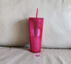 Starbucks Pink Pleated Ribbed Line Tumbler Venti 24 oz 2023