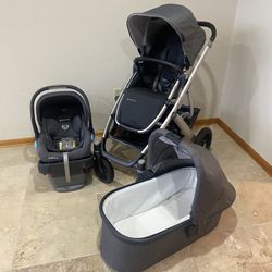 Uppababy Cruz V2 Stroller with Car Seat and Bassinet grey
