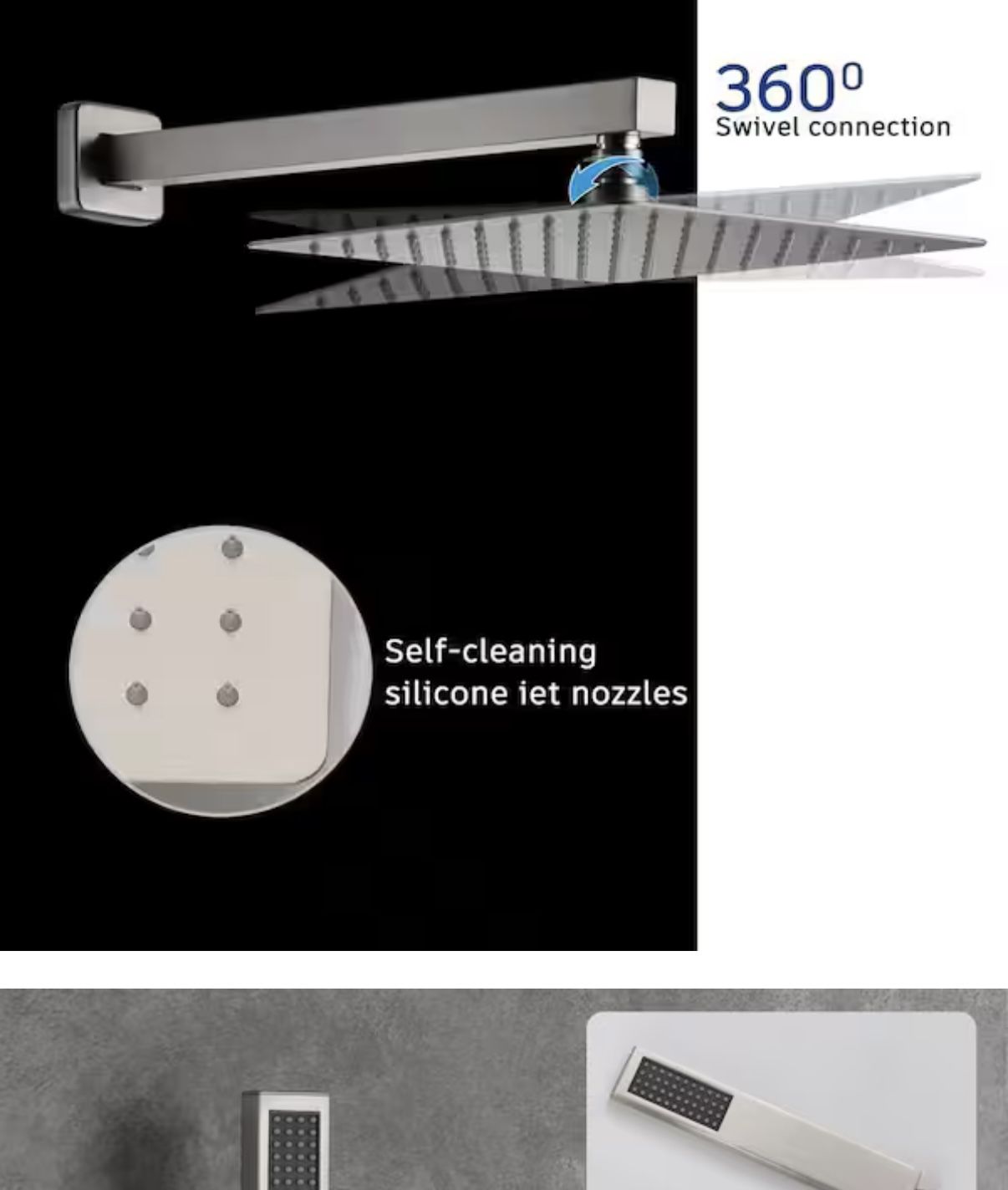 Balanced Shower-Rainfull Single-Handle 2-Spray Square Shower Faucet i