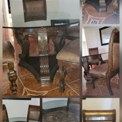 Round Solid Wood   Oak. With Leather  Chairs S New Condition   Obo. $655