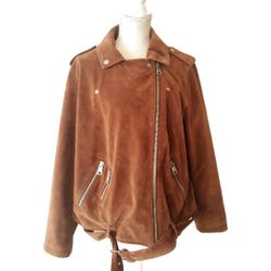 Women's Levi's Classic Asymmetrical Belted Faux-Suede Motorcycle Jacket - Size 1X