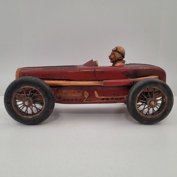 Vintage Bugatti Racing Sport Car 1920's Resin With Driver 20" Length 
